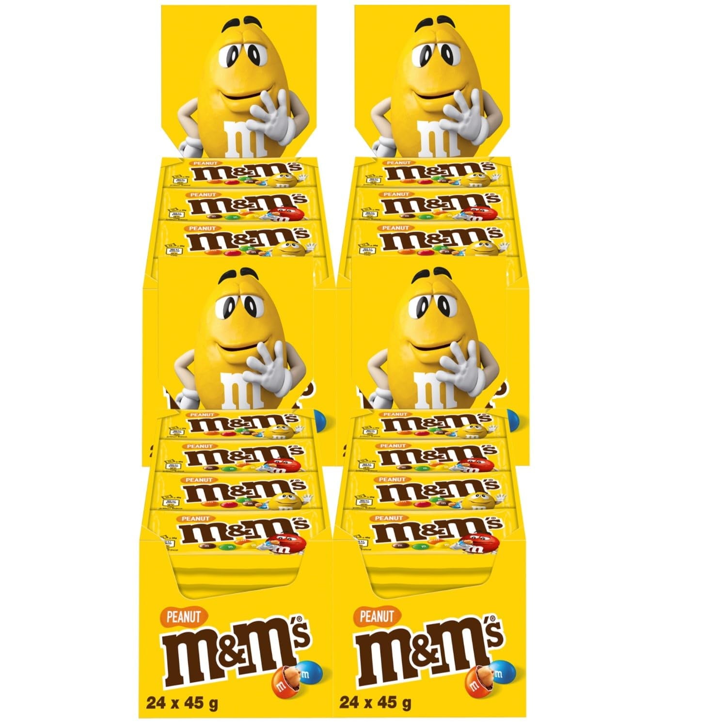 M&M's Arašídové čokoládové hromadné balení 24 x 45 g Čokoláda Čokoláda s arašídovou příchutí Čokoláda (1080 g) Ideální jako pamlsek na téma fotbal