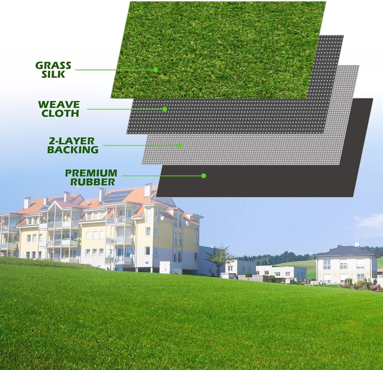 AYOHA Kunstrasen, Künstlicher Rasen, Realistischer Kunstrasen, Dicker Rasen, Haustierrasen, Astroturf-Teppich, Teppich Für Innen- Und Außenbereich, Landschaft, Balkon, Terrasse, Dekoration, Leicht Zu