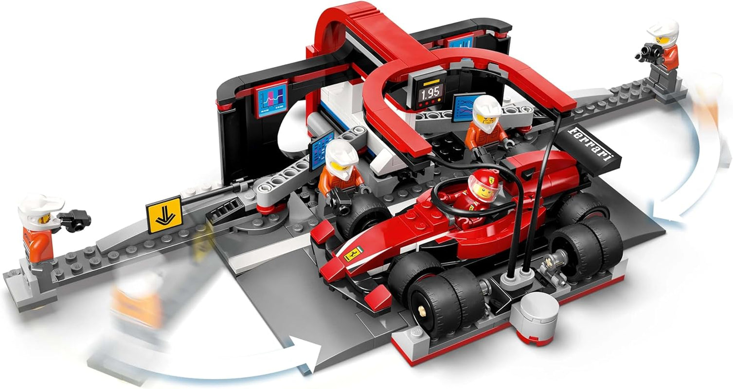 LEGO City F1 Pit Stop s týmem a Ferrari Speedster - Sada pro zastávku v boxech Formule 1 s 1 závodním jezdcem a 4 mechanickými minifigurkami - Hračka závodní auto pro kluky a dívky 6+ - 60443 Stavebnice Beuche den LEGO-Store
