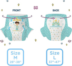 CutiePlusU Plenky pro dospělé 2 balení Jednorázové inkontinenční kalhotky s klopami pro ženy a muže Maximální savost přes noc - Malý princ (střední 71-96 cm)