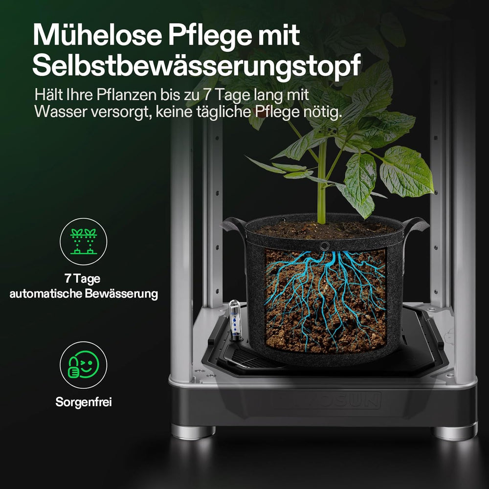 Inteligentní pěstební box VGrow All-in-One, profesionální systém s Grow Lamp Samsung LM301H EVO, pokročilý systém cirkulace a ventilace, zavlažování, zásobování živinami pro vnitřní hydroponii