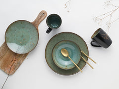 CreaTable, 23631, seria Jawa - glazură reactivă, set de veselă cu 16 piese, serviciu combinat din gresie, potrivit pentru mașina de spălat vase și cuptorul cu microunde, producție de calitate