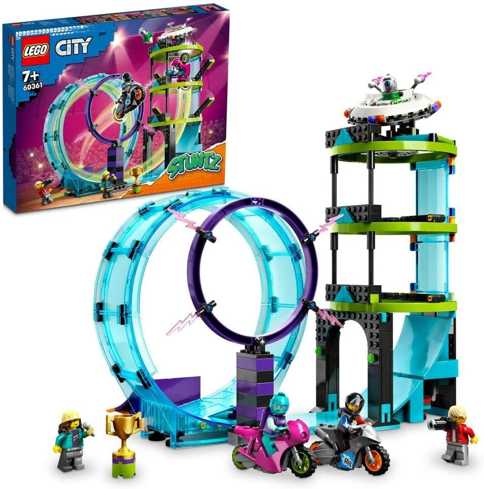 LEGO 60361 City Stuntz Ultimátní kaskadérský jezdec Challenge 3v1 kaskadérské kousky pro 1 nebo 2 hráče se 2 hračkářskými motocykly pro děti Sada 2023 Stavebnice Besuche den LEGO-Store Single