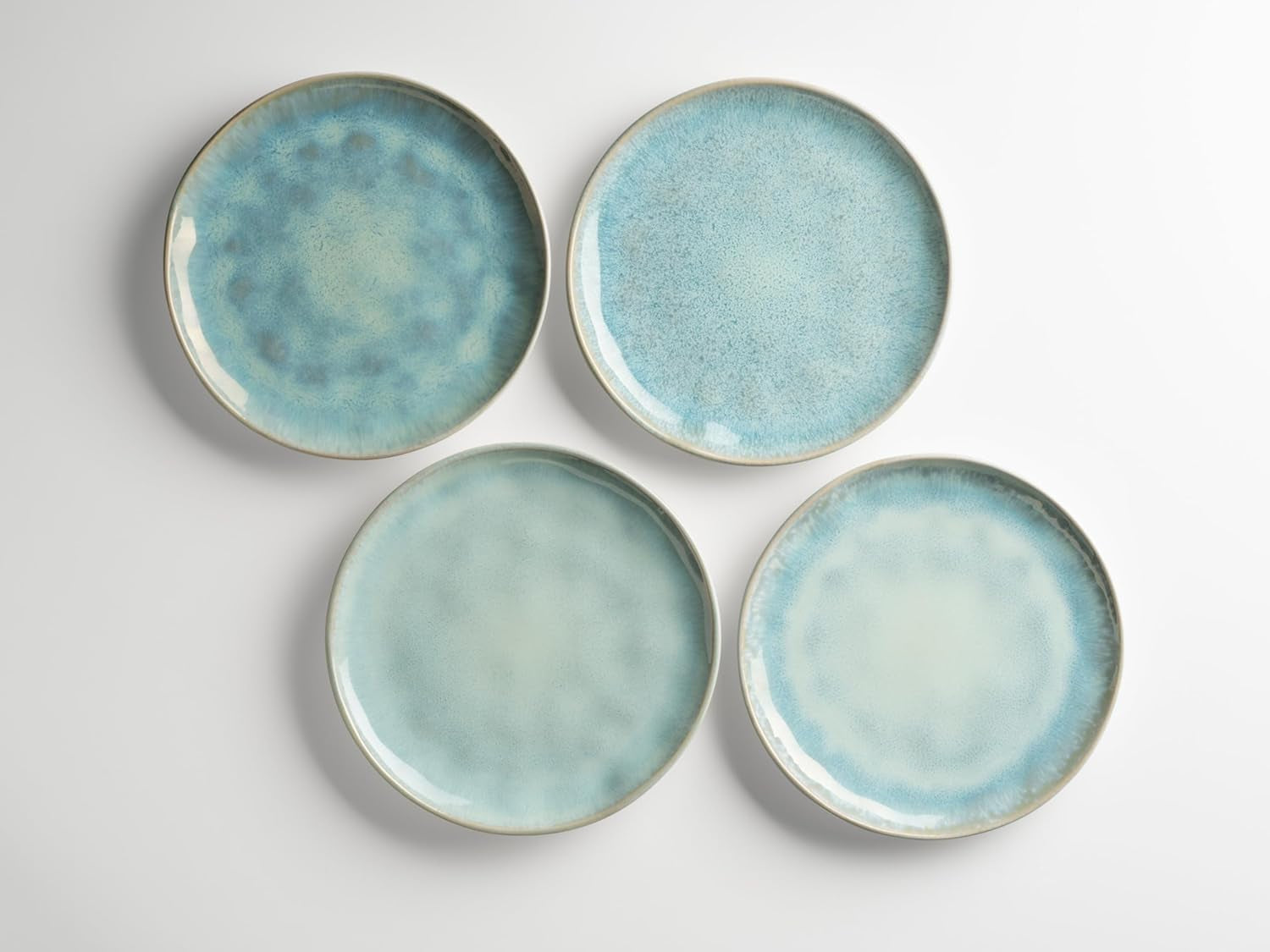 Seria MÄSER Frozen, set de veselă ceramică pentru 4 persoane, serviciu combinat cu 16 piese cu forme organice, serviciu colorat, gresie, verde turcoaz