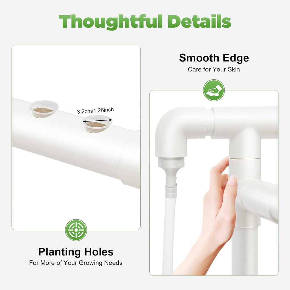 3vrstvá sada pro hydroponické pěstování s 90/108 pozicemi pro výsadbu a vodní pumpou, systémy pro pěstování rostlin bez půdy z PVC, sady pro hydroponické pěstování zeleniny a ovoce (108 pozic pro výsadbu)