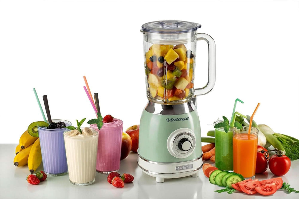 Ariete Vintage 583 Mixer Aus Glas, Retro Multifunktionsmixer Mit 4 Klingen, 4 Geschwindigkeiten + Pulse-Funktion, Ice-Crusher Funktion, 1,5 l Fassungsvermögen, 1000 W, Green Kitchen Naty Shop