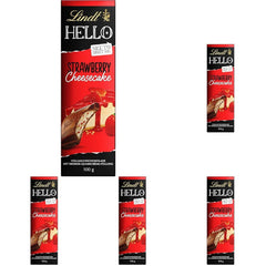Lindt HELLO Jahodový čokoládový tvarohový koláč | Tyčinka 100g | Mléčná čokoláda s náplní z jahodového tvarohu | Čokoládová tyčinka | Čokoládový dárek (balení 5 ks)