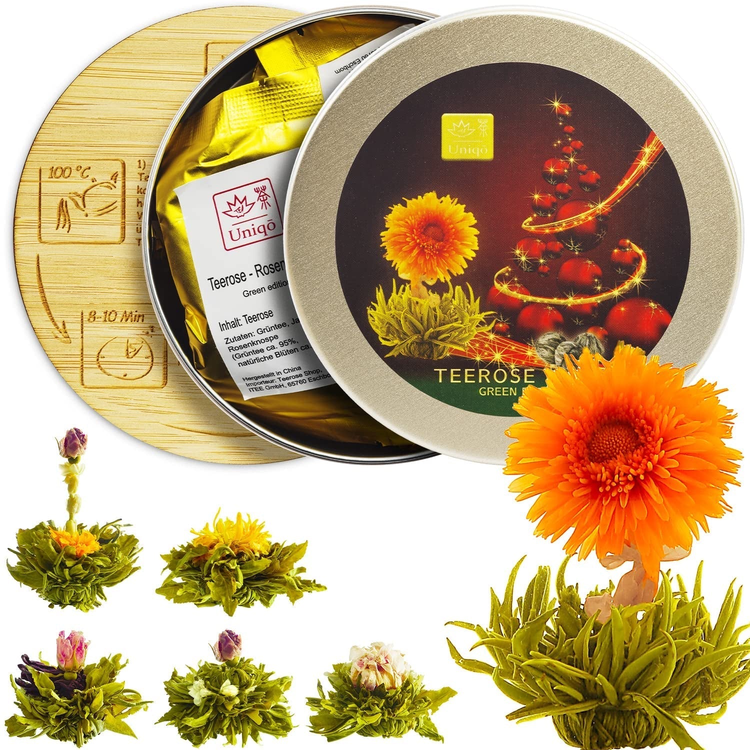 Set cadou cu flori de ceai cu 6 trandafiri de ceai, set de ceai cadou pentru femei | Idei originale de cadouri pentru Crăciun, ziua de naștere sau orice ocazie