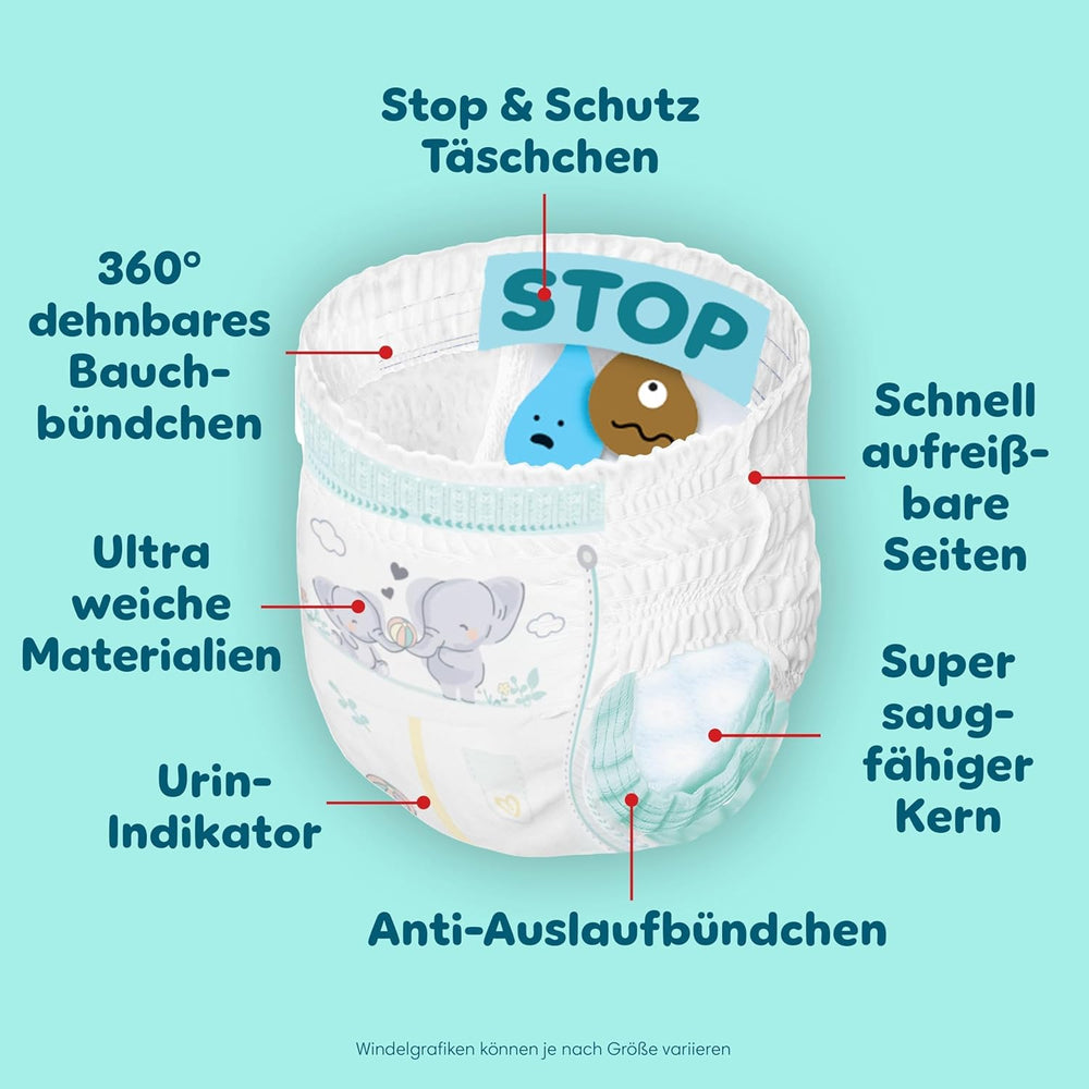 Pampers Premium Protection Pants Velikost 7, 123 Plenky, 15 kg+, s 360° nastavením a měkkými manžetami proti protečení pro optimální pohodlí a ochranu