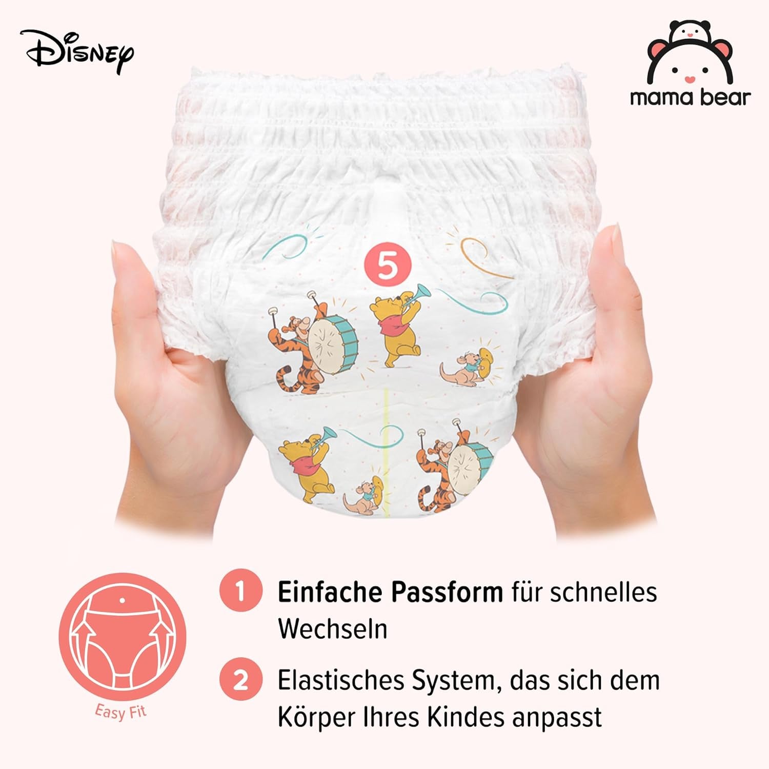 Značka Amazon: Mama Bear Disney Plenky, velikost 5 (12-17 kg) – měsíční krabička, bílá, 140 kusů (2 balení po 70)