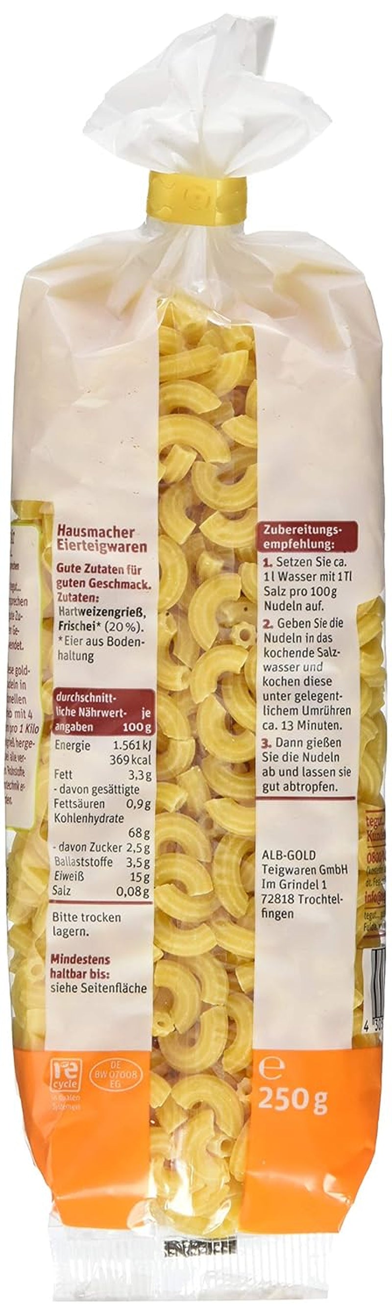 tegut... Skořápky vaječných nudlí, 1 x 250 g