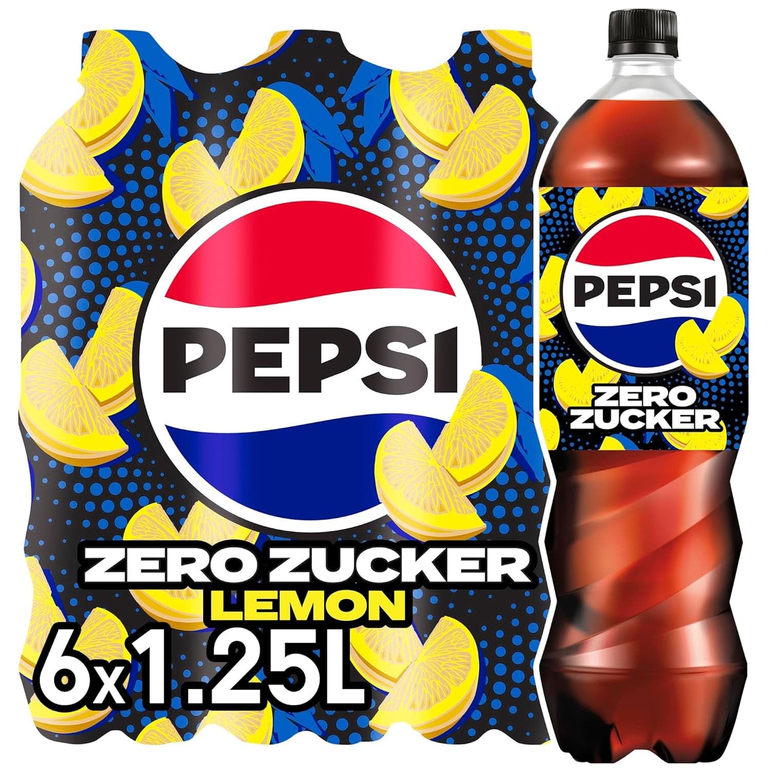 Pepsi Zero Sugar Lemon, nealkoholický nápoj Pepsi bez cukru s příchutí citronu, sada 6 x 1,25 litru Naty Shop Nová verze