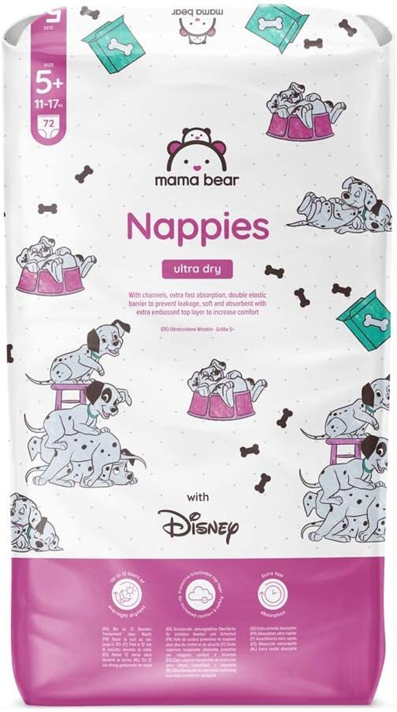 Značka Amazon: Mama Bear Disney Ultra Dry plenky, velikost 3 (4–9 kg) – měsíční krabička, bílá, počet 172 (2 balení po 86)