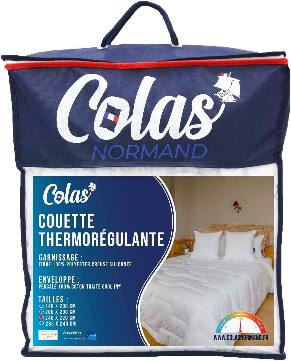 Plapumă termoregulatoare, Temperată, 240 X 220 Cm, Transpirație, Ventilație optimă, 100% bumbac, Percale, Fresh Feel, Franceză Plapumi si pilote Naty Shop 220X240 Cm Temperat