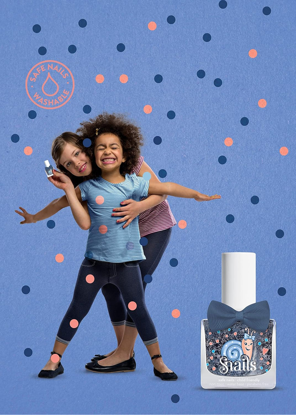 Snails 516202 Top Coat Confetti Blue Dětský lak na nehty, na vodní bázi, omyvatelný, bezpečný, veganský