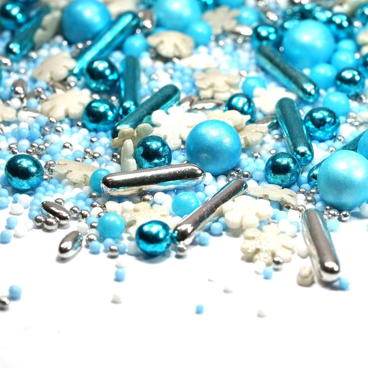 Streusel Glück, Mix Sprinkles Snowflakes, Blue White, 90 gramů Sprinkles Naty Shop 90 gramů