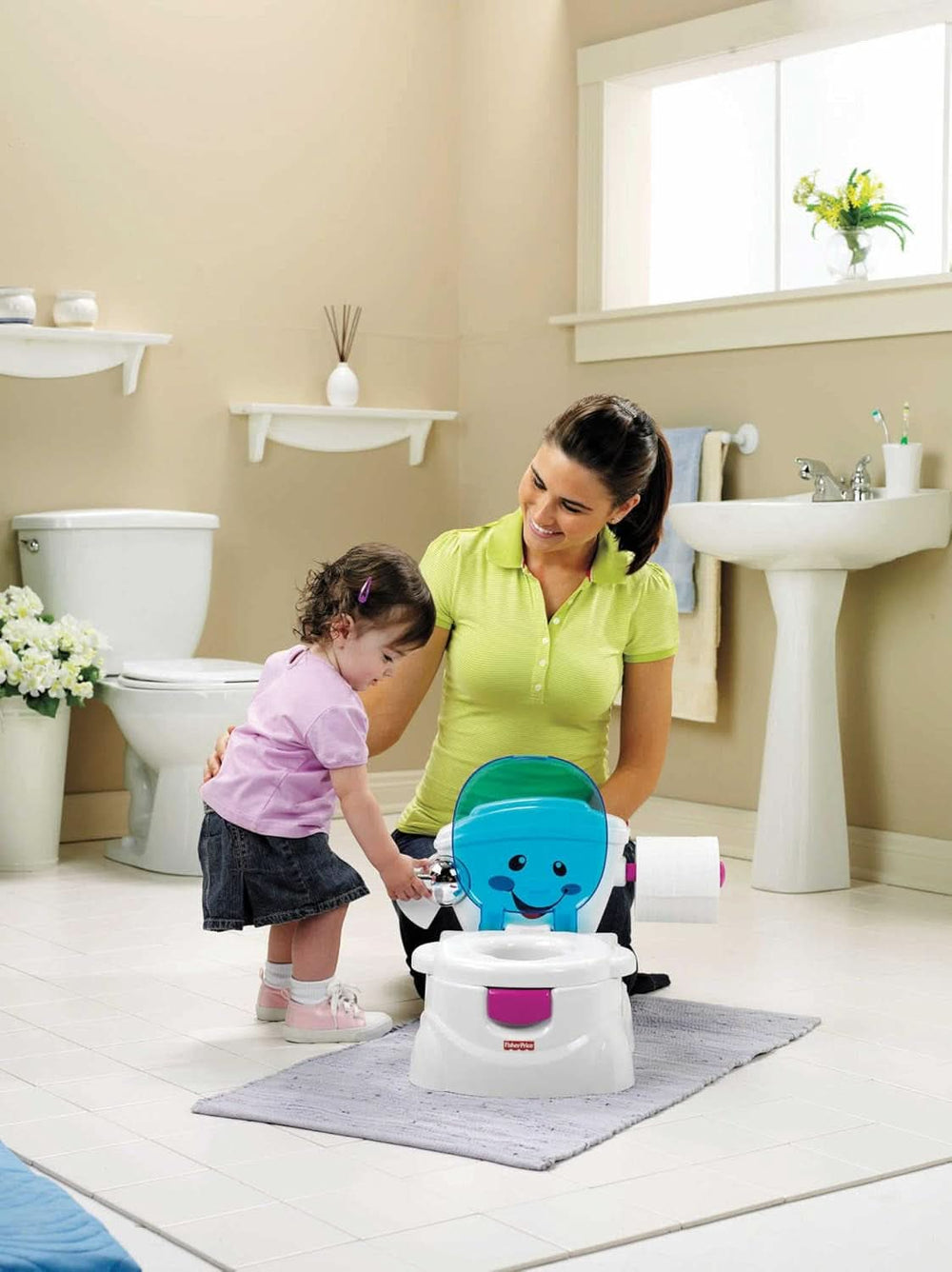 Fisher-Price Meine Erste WC, Baby Töpfchen, Mit Musik & Lustigen Sätzen, Tragbare Baby Toilette, Abnehmbarer Toilettenaufsatz, Deutsche Version, Ab 1 Jahr, P4326 Příslušenství Jídlo a kojení Bebe Naty Shop