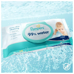 Pampers 99% vodní dětské ubrousky, 12 balení po 60 ubrouscích každý = 720 dětských ubrousků, lehké mléko 99% voda