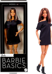 Barbie Basics Model 1 Sběratelská panenka s brunetovými vlasy Černé minišaty a boty Univerzální móda Pohyblivé tělo a vyměnitelná hlava JBH72 Naty Shop Dolls Výchozí název