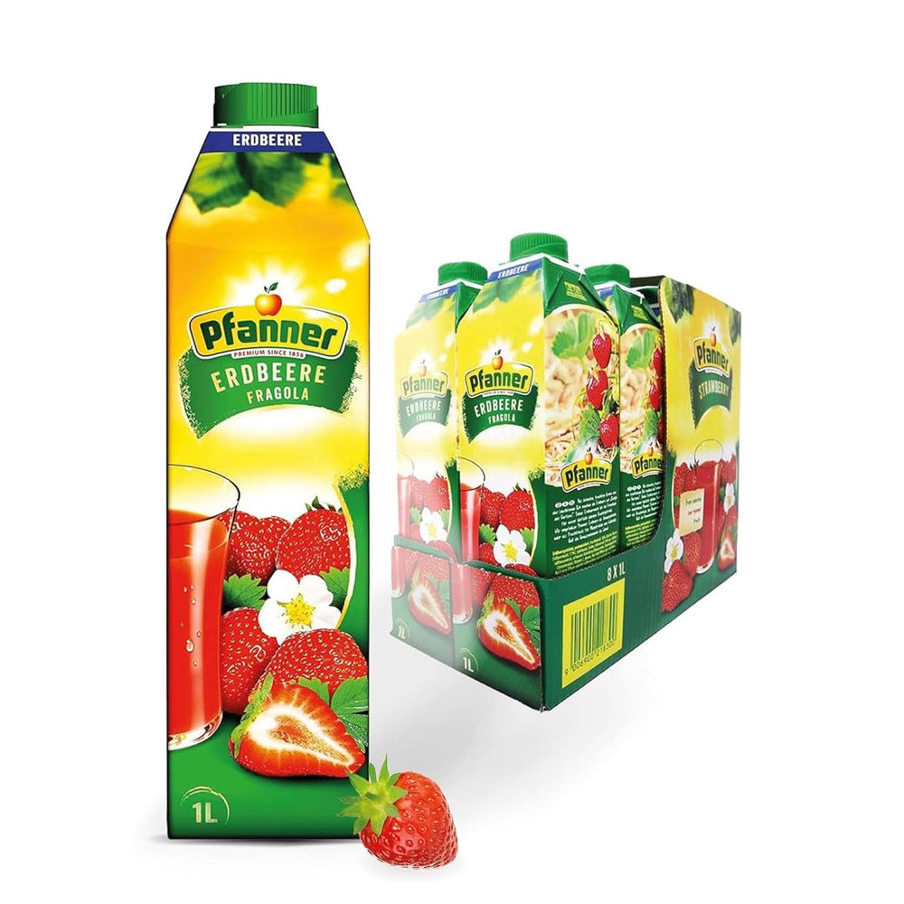 Pfanner Jahodový ovocný nektar (8 X 1 litr) - 30% podíl ovoce - jahodový nápoj Naty Shop Jahody