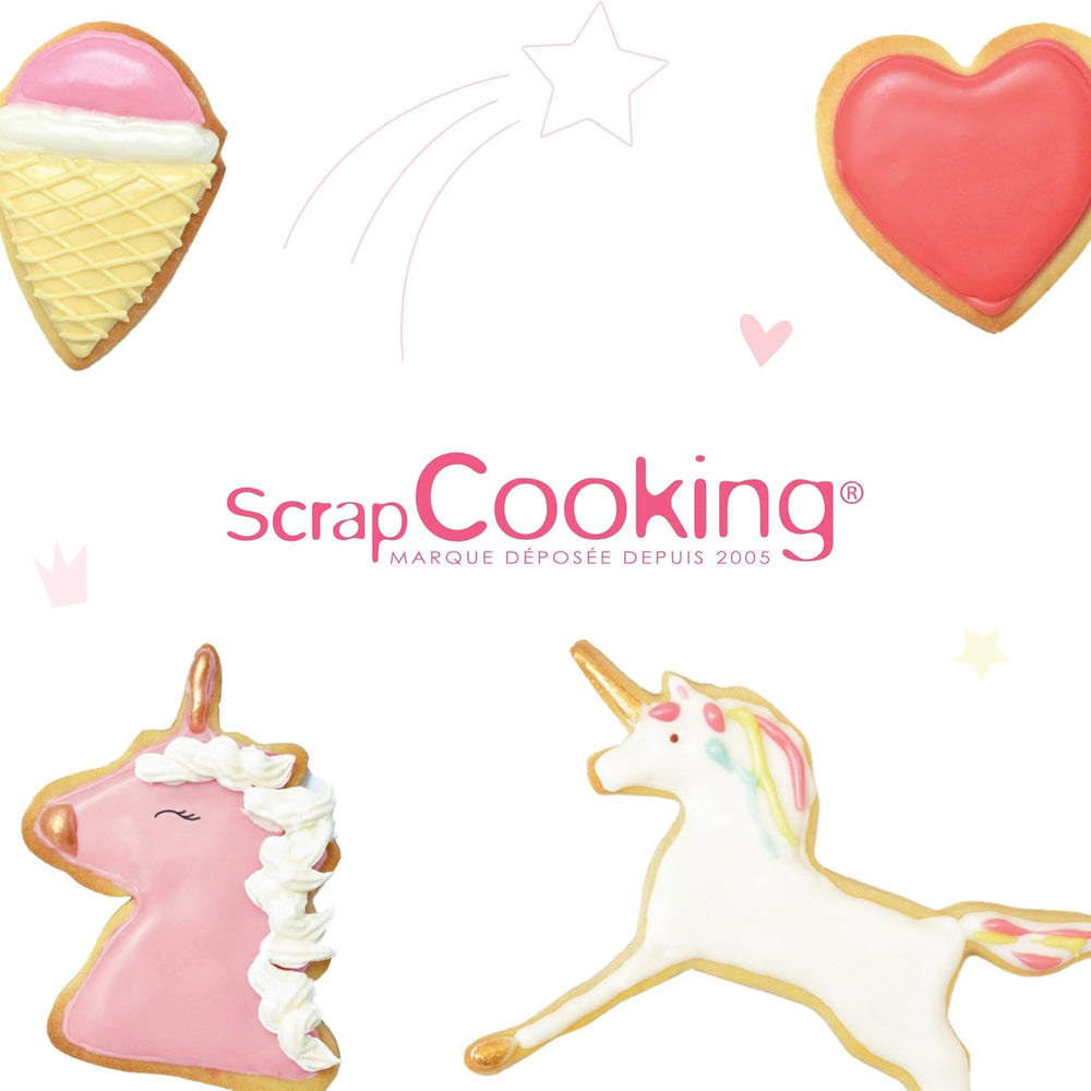 ScrapCooking - Set de 16 forme de biscuiți Unicorn - Forme de biscuiți - 16 piese - Curcubeu, Zână, Sirenă, Coroană, Floare - Formă de copt - Forme de biscuiți din oțel inoxidabil - 2027