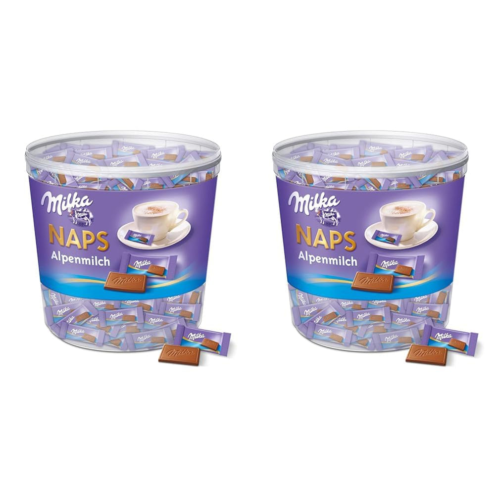 Naps Alpine Milk 1 x 1 kg, rozpouštějící se v ústech mini čokoládové čtverečky jemné alpské mléčné čokolády, krabička (balení 2 ks)