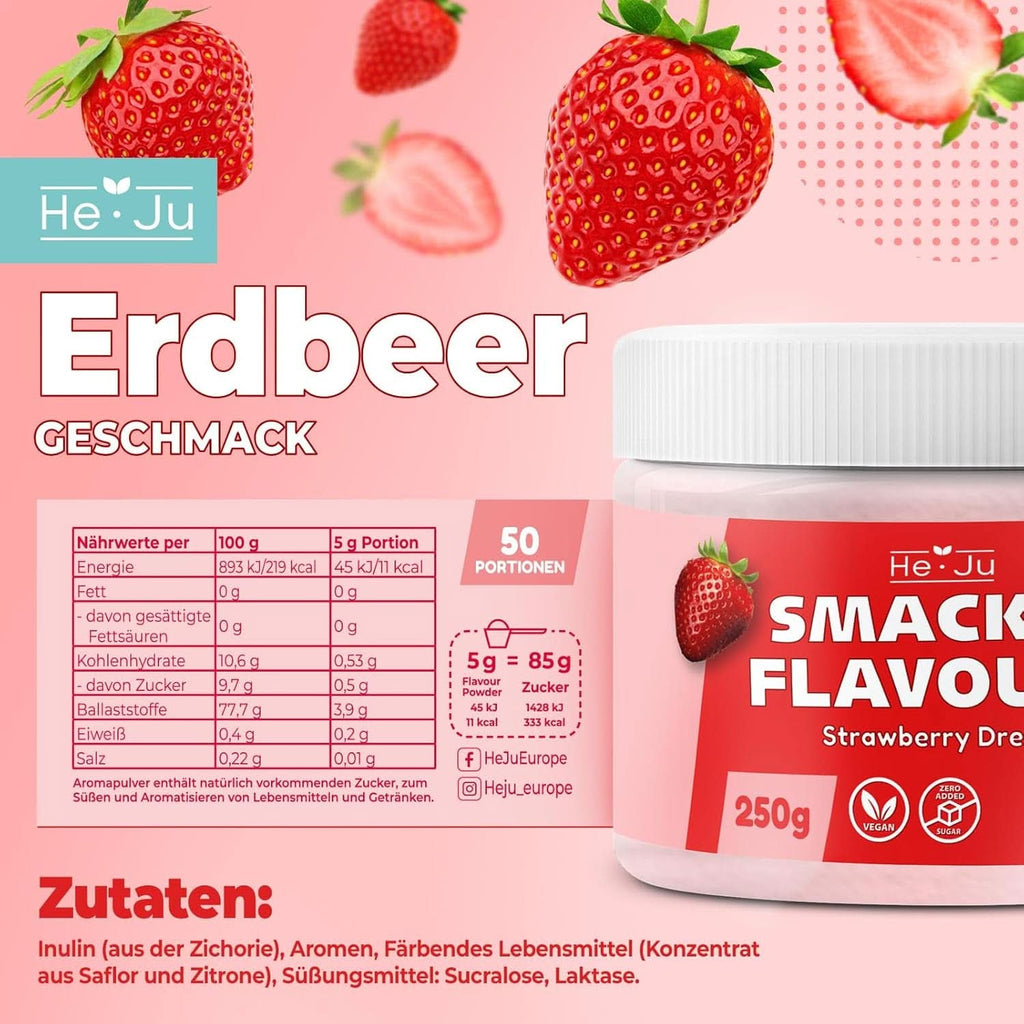 He-Ju, Pudră cu aromă de căpsuni, 250 grame Arome Naty Shop