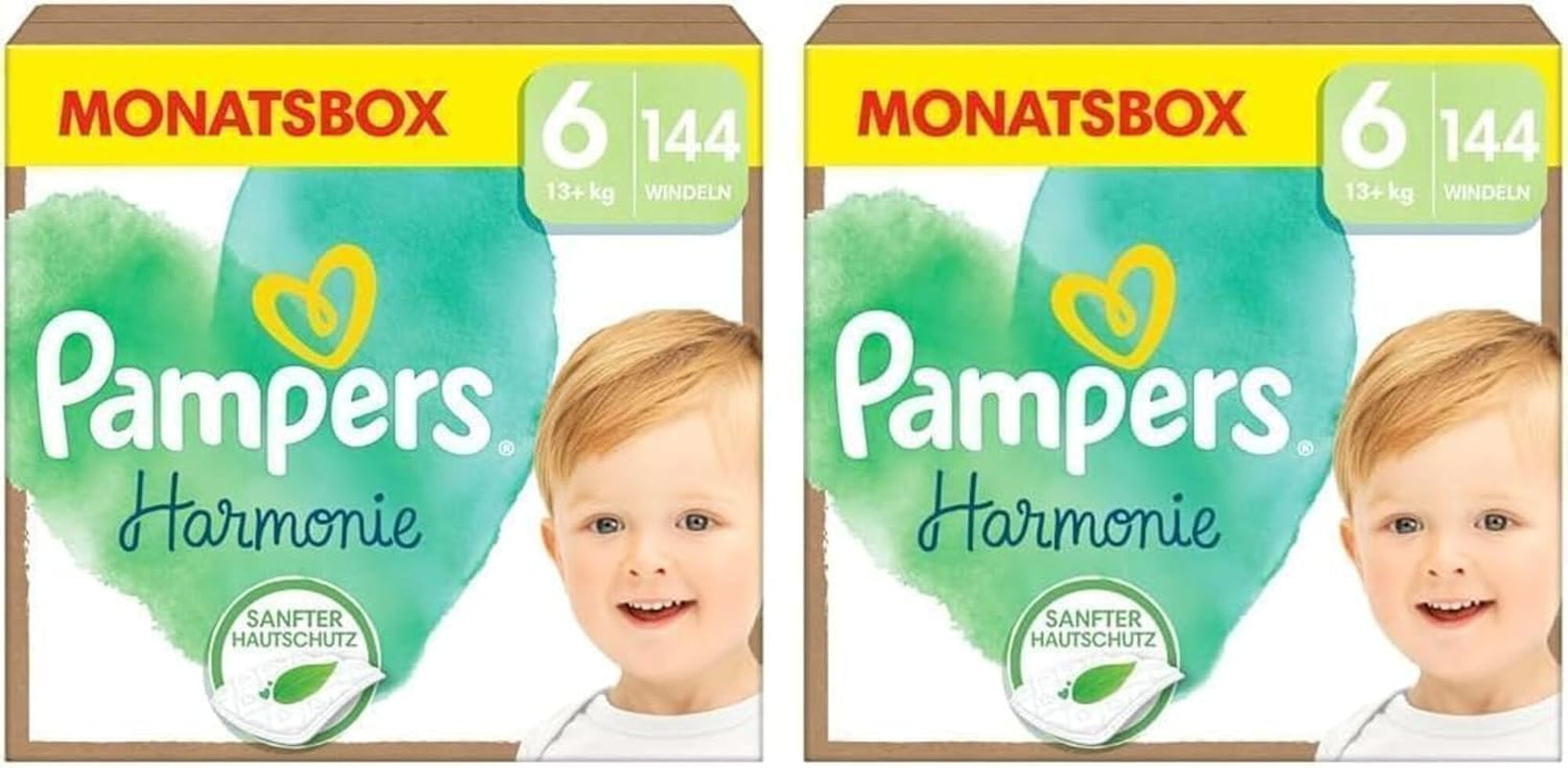 Plenky Pampers Harmony velikost 6, 144 plen, 13kg+, Jemná ochrana pokožky se 100% ochranou Pampers