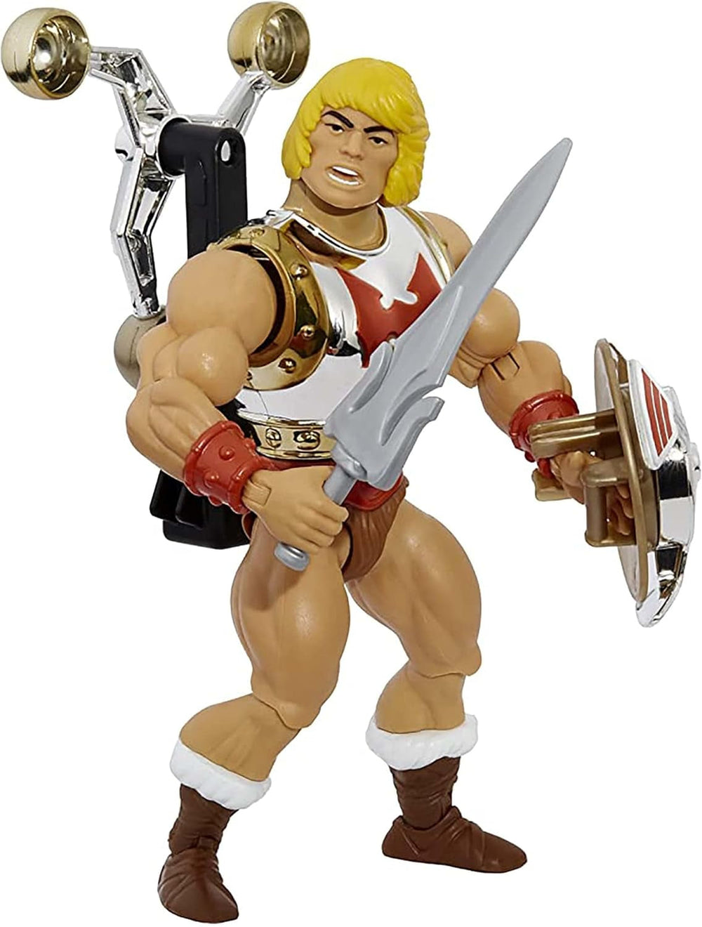 Masters of the Universe HDR45 - Colecția Masterverse, Battle Amour He-Man, aprox. 18 cm înălțime Figurine de acțiune MOTU pentru joacă și colecționare, cadou pentru copii cu vârsta de peste 6 ani Action figures Naty Shop Pumnul zburător He-Man