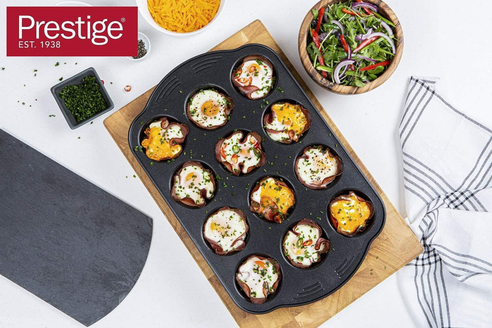 Prestige 48227 Aerolift Muffin Zinn, Carbon Steel, Schwarz Formy a plechy na pečení Naty Shop