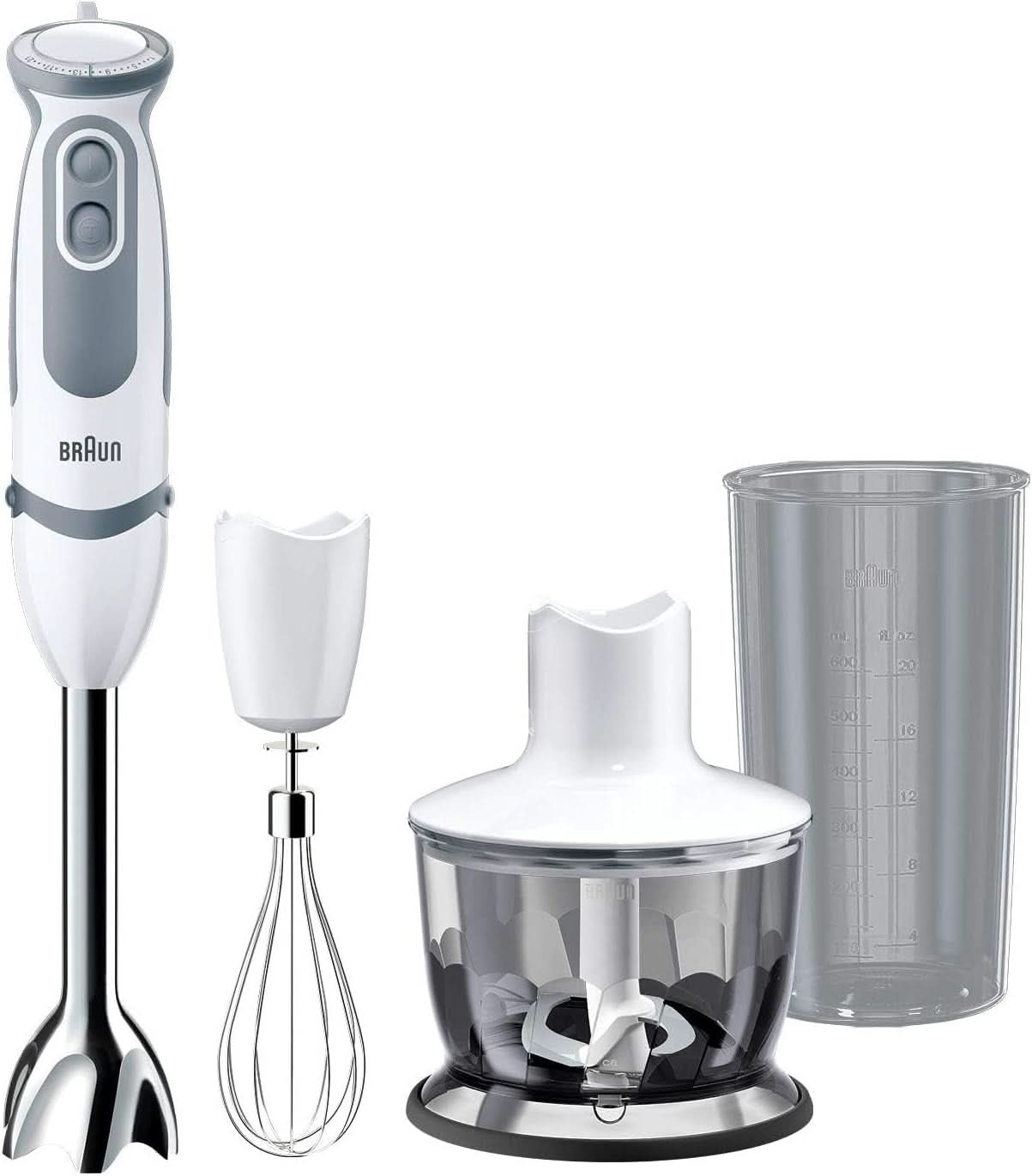 Braun Stabmixer MQ 5200WH - Multiquick 5 Vario Pürierstab Mit Edelstahl Mixfuß, 1000 Watt, Inkl. 600 ml Mix- & Messbecher, Weiß/Grau Kitchen Naty Shop Verze 2019 – Schneebesen