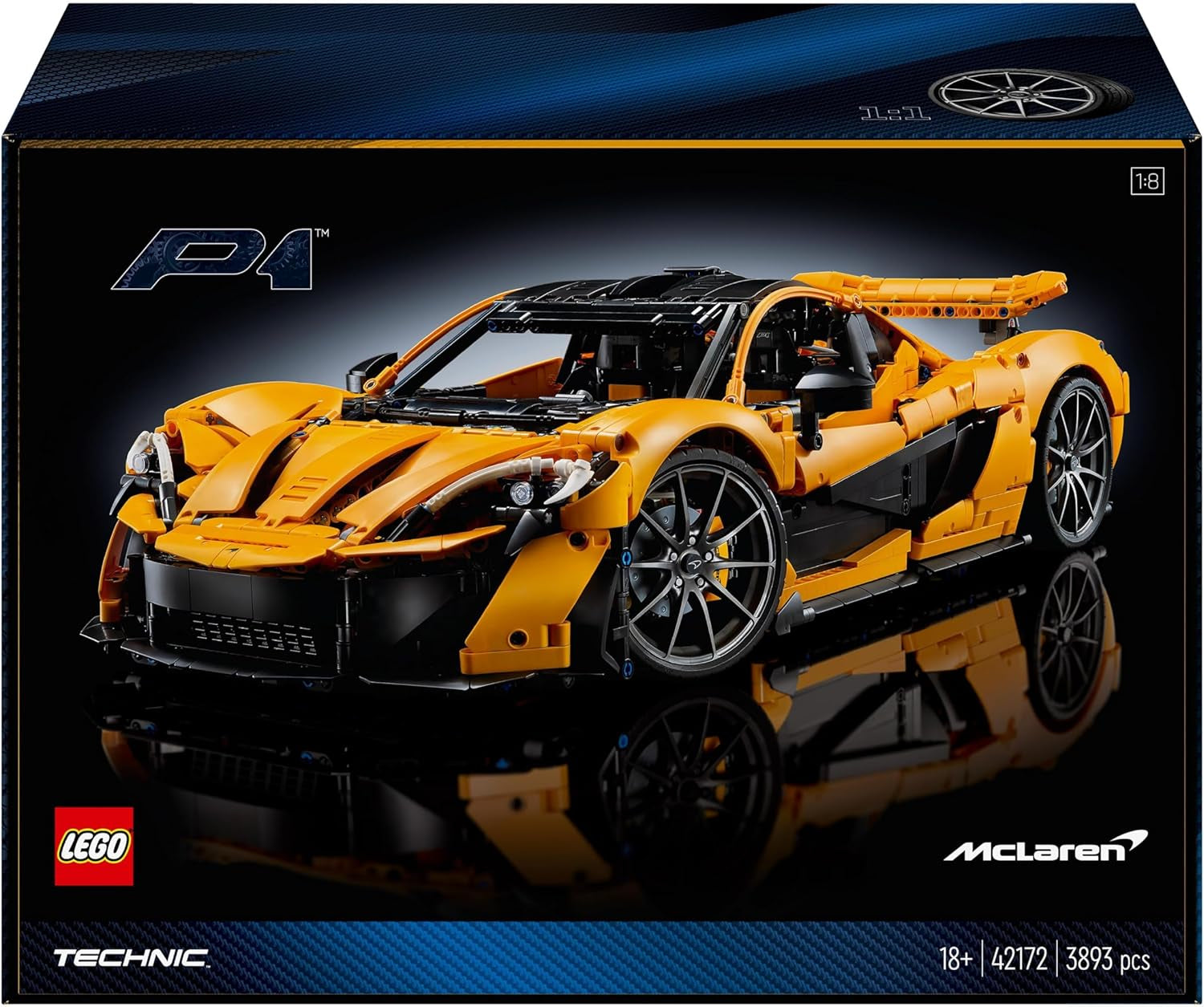LEGO Technic Mclaren P1 Super sada sportovních aut Pro dospělé fanoušky aut Dárek V8 Pístový motor 7rychlostní převodovka Model autíčka Sada autíček 42172 Stavebnice Besuche den LEGO-Store