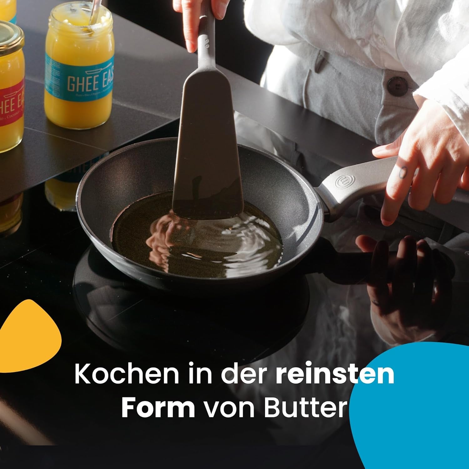 Ghee Easy 850g Ghee Bio von Grasgefütterten Kühen - Ghí máslo bez Zusatzstoffe - Zertifiziert Organisch & Biologisch - Hochreines Ayurveda Ghí bez laktózy a lepku - 100% Europäisch