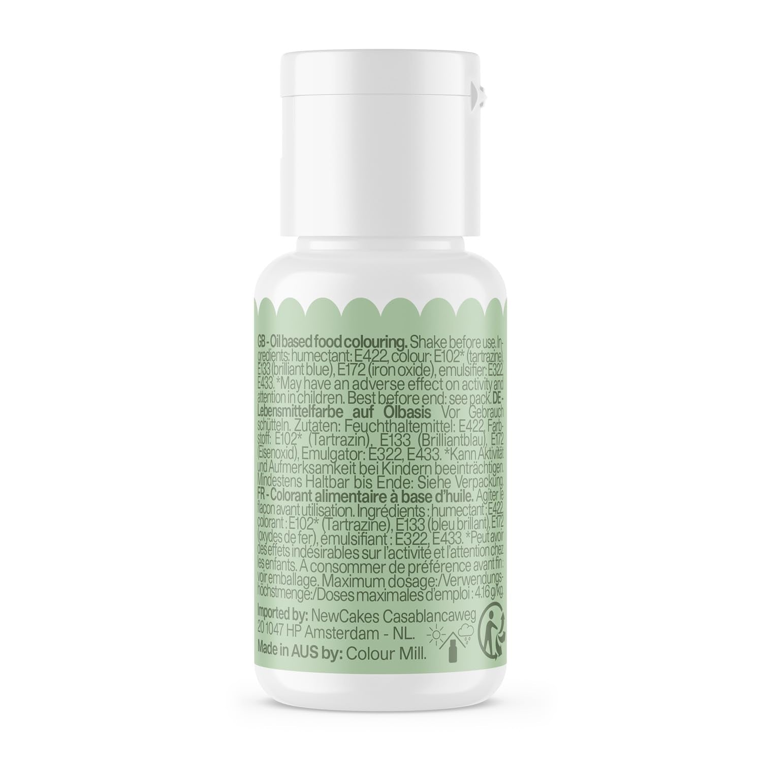 Colorant alimentar pe bază de ulei de salvie Colour Mill - Colorant alimentar pentru ciocolată, fondant, brioșe, prăjituri, copt, macaroane - Colorant alimentar pentru decorarea torturilor - 100 ml