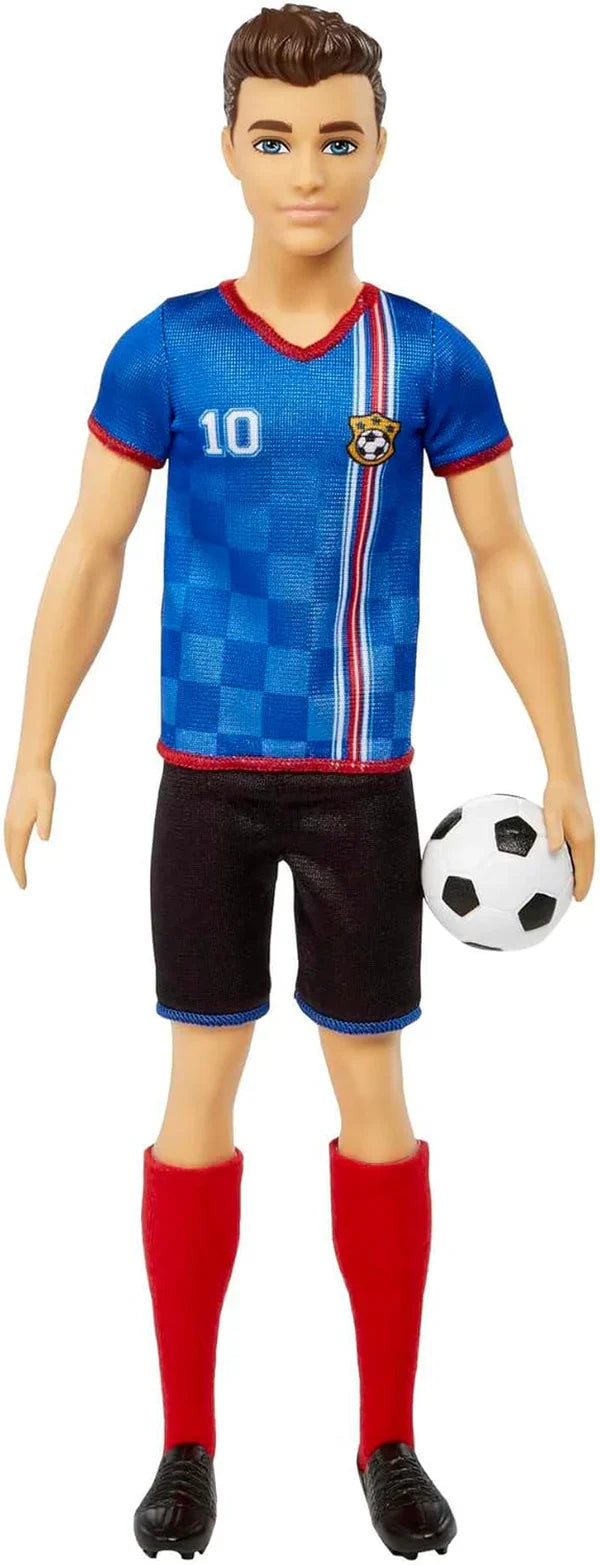 Barbie Série Můžete být čímkoli Panenka Ken Fotbalista Panenka Ken Hnědé vlasy Modré tričko Fotbal 1X Panenka Ken Fotbalista Dětský dárek 3 roky staré hračky Hcn15