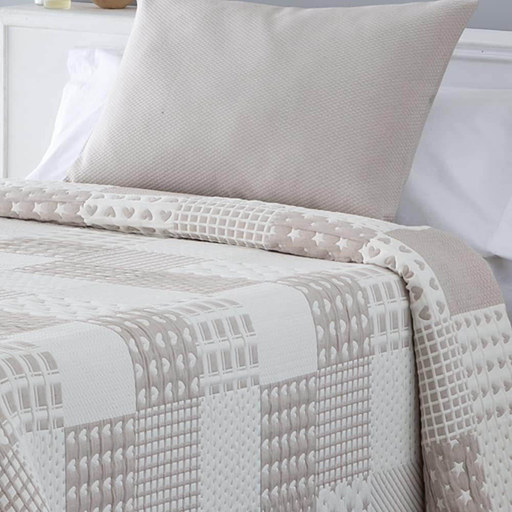 VIALMAN Colcha Bouti Ligera Přehoz na postel Sofia 21, polyester bavlna, béžová, Cama 150: 250 X 270 cm Postele a přikrývky Besuche den VIALMAN-Store