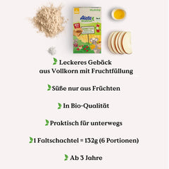 Alete krájené bio koláče s celozrnnými zrny a jablky 6 x 22 g