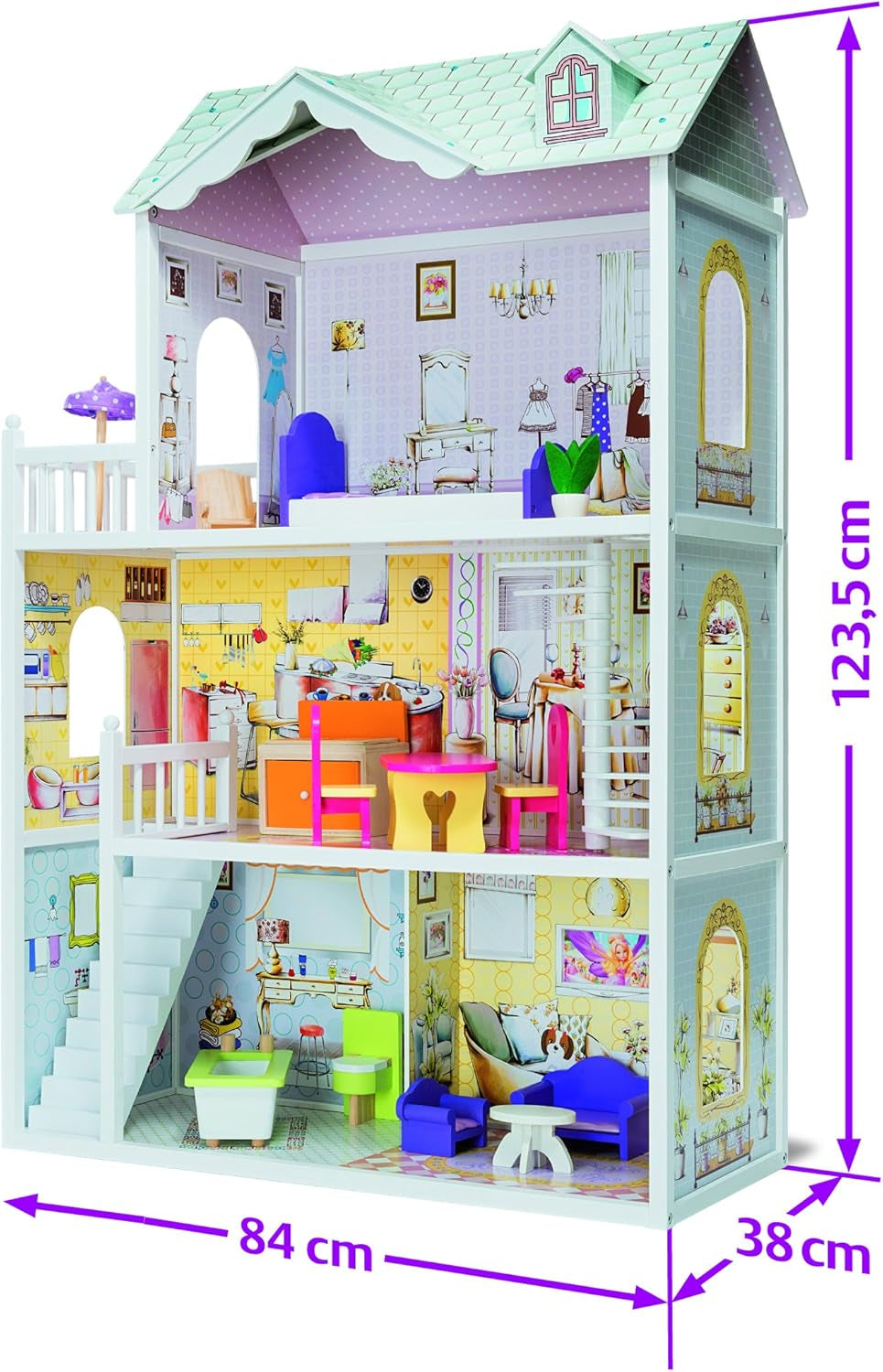 Eichhorn 100002510 lemn, păpușă, casă, vilă, colorat Casute de papusi Naty Shop