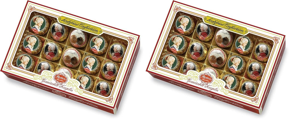 Reber Mozart kuličky s hořkou čokoládou, balení 6 ks s marcipánem a nugátem, veganské - 1 x 120 g