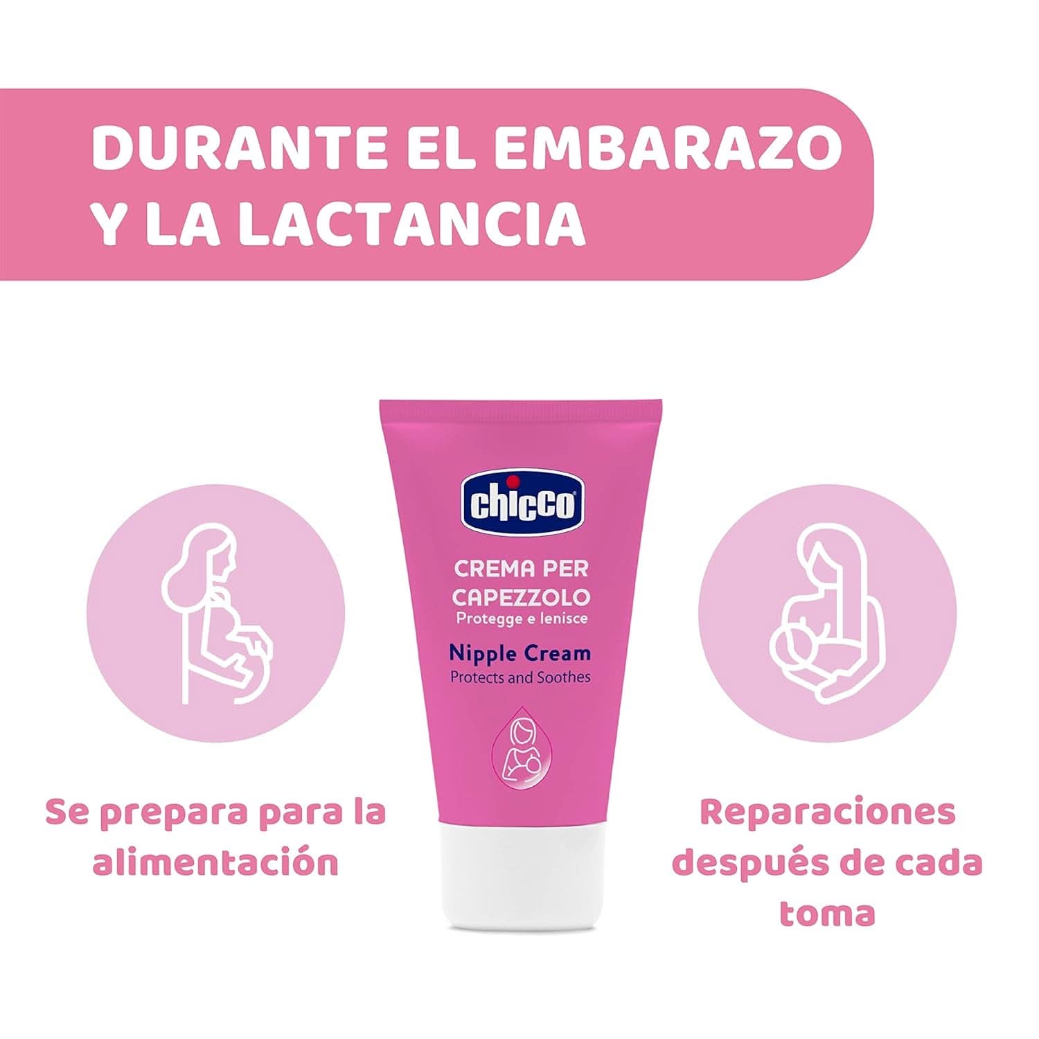 Chicco Brustwarzencreme, Bereitet Die Brustwarze Auf Das Stillen Vor, Nährend, Parfümfrei Und Sicher Für Kinder, Hinterlässt Keine Flecken Auf Dem Gewebe Příslušenství Jídlo a kojení Bebe Naty Shop