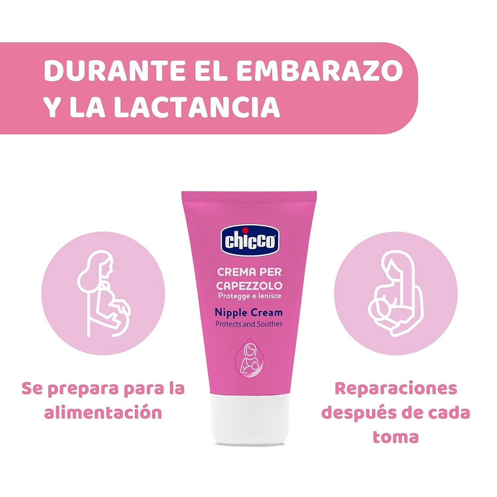 Chicco Brustwarzencreme, Bereitet Die Brustwarze Auf Das Stillen Vor, Nährend, Parfümfrei Und Sicher Für Kinder, Hinterlässt Keine Flecken Auf Dem Gewebe Příslušenství Jídlo a kojení Bebe Naty Shop