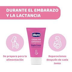 Chicco Brustwarzencreme, Bereitet Die Brustwarze Auf Das Stillen Vor, Nährend, Parfümfrei Und Sicher Für Kinder, Hinterlässt Keine Flecken Auf Dem Gewebe Příslušenství Jídlo a kojení Bebe Naty Shop