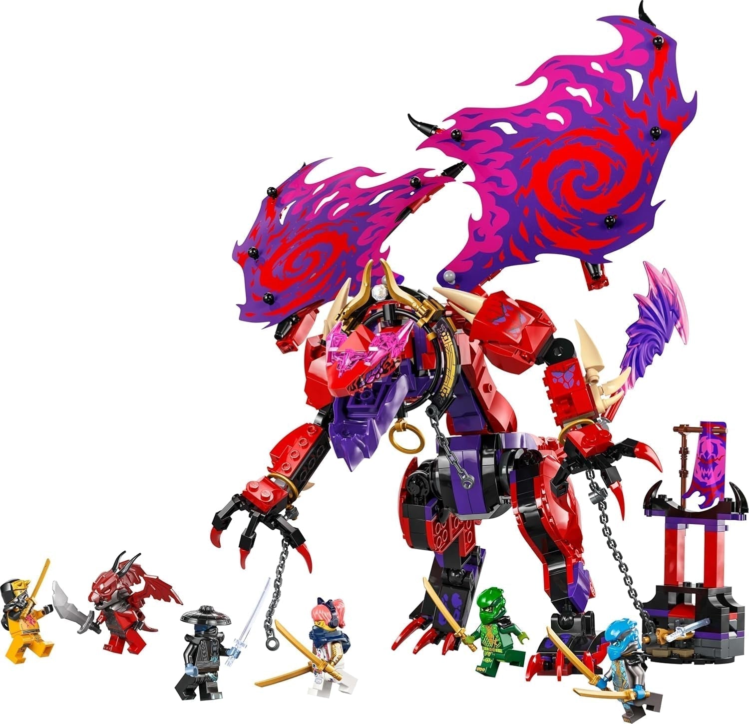 LEGO NINJAGO Chaos Dragon Thundertooth - Hračka se 6 minifigurkami nindžů - Stavebnice na hraní rolí pro chlapce a dívky ve věku 8+ - Dárky pro fanoušky televizního seriálu Rise of the Dragons 71832 Stavebnice Beuche den LEGO-Store