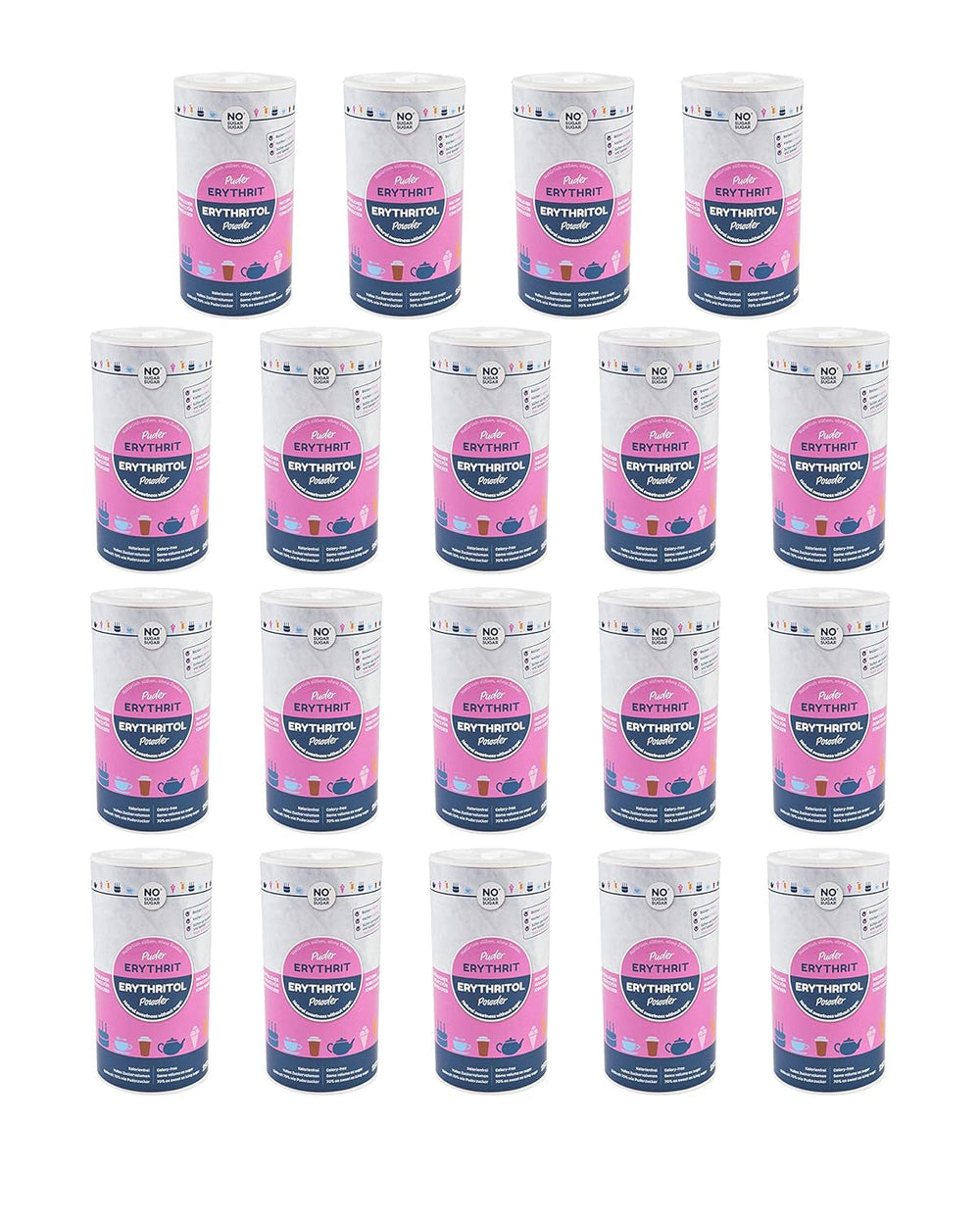 Nosugarsugar Erythrit Puder Streudose - Puderzuckerersatz Kalorienfrei, 19Er balení (19 X 250 G) Sladidla Naty Shop