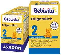 2 Folgemilch (4 x 500 g), nach dem 6. Monat, s vitamínem C a D, Omega-3 (DHA), altersgerecht sattigend