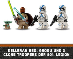 LEGO Star Wars Útěk se speederem BARC, sada Mandalorian, dětské kolo se sajdkárou, obsahuje figurky Kellerana Beqa a Grogu, dárek pro chlapce a dívky od 8 let 75378 Stavebnice Beuche den LEGO-Store