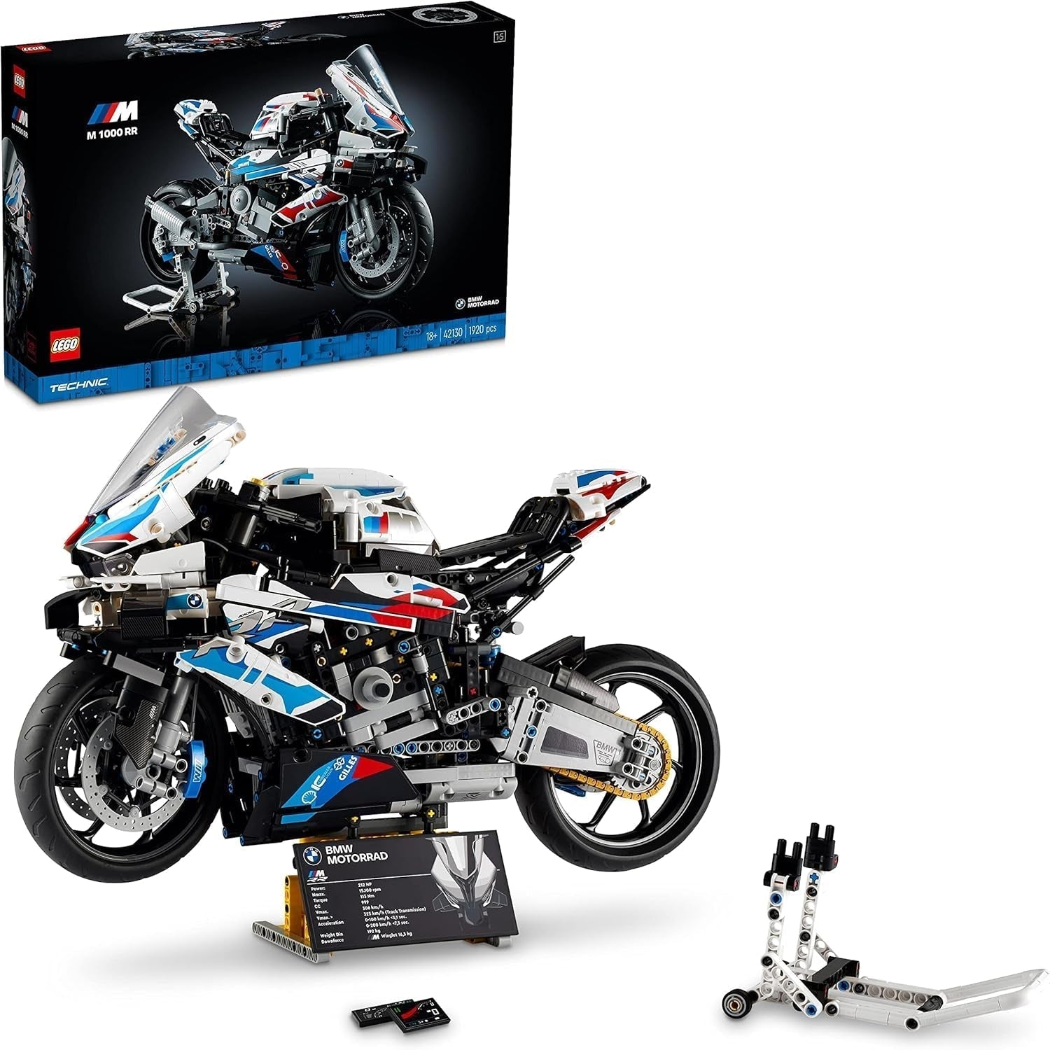Stavebnice LEGO Technic BMW M 1000 RR Model motocyklu pro dospělé jako řemeslný dárek pro muže a ženy Dekorace domova nebo kanceláře 42130 Stavebnice Besuche den LEGO-Store Single
