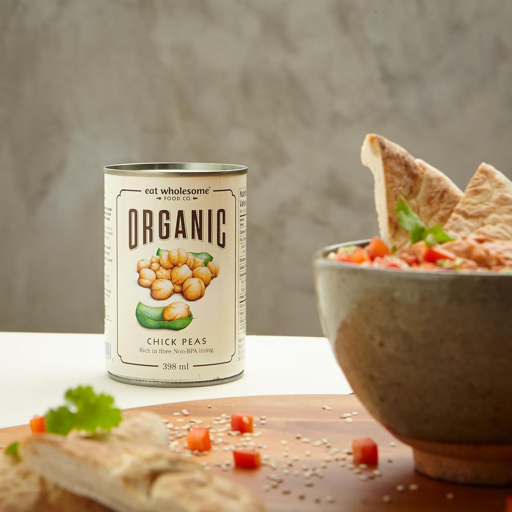 Jezte zdravou organickou cizrnu, 400 g (balení po 12) - vařená ve vodě, bez přidané soli, 100% přírodní, zdroj bílkovin, veganská, bez BPA a CO2 neutrální balení