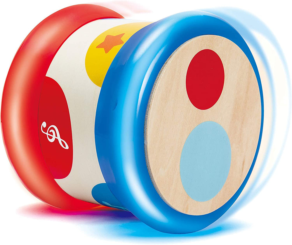 Hape Baby Drum | Jucărie muzicală rulantă pentru ca cei mici să învețe ritmul și diferite sunete, funcționează cu baterii, de la 6 luni Jucarii Bebe Naty Shop