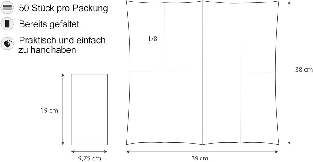 Soft Point 50 șervețele, pliere 1/8, de înaltă calitate, șervețel de unică folosință, 39X38 Cm, șampanie
